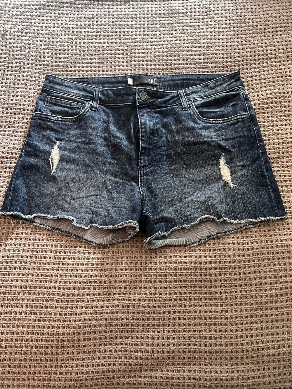Kut from the Kloth Dark Blue Distressed Denim Cutoff Shorts